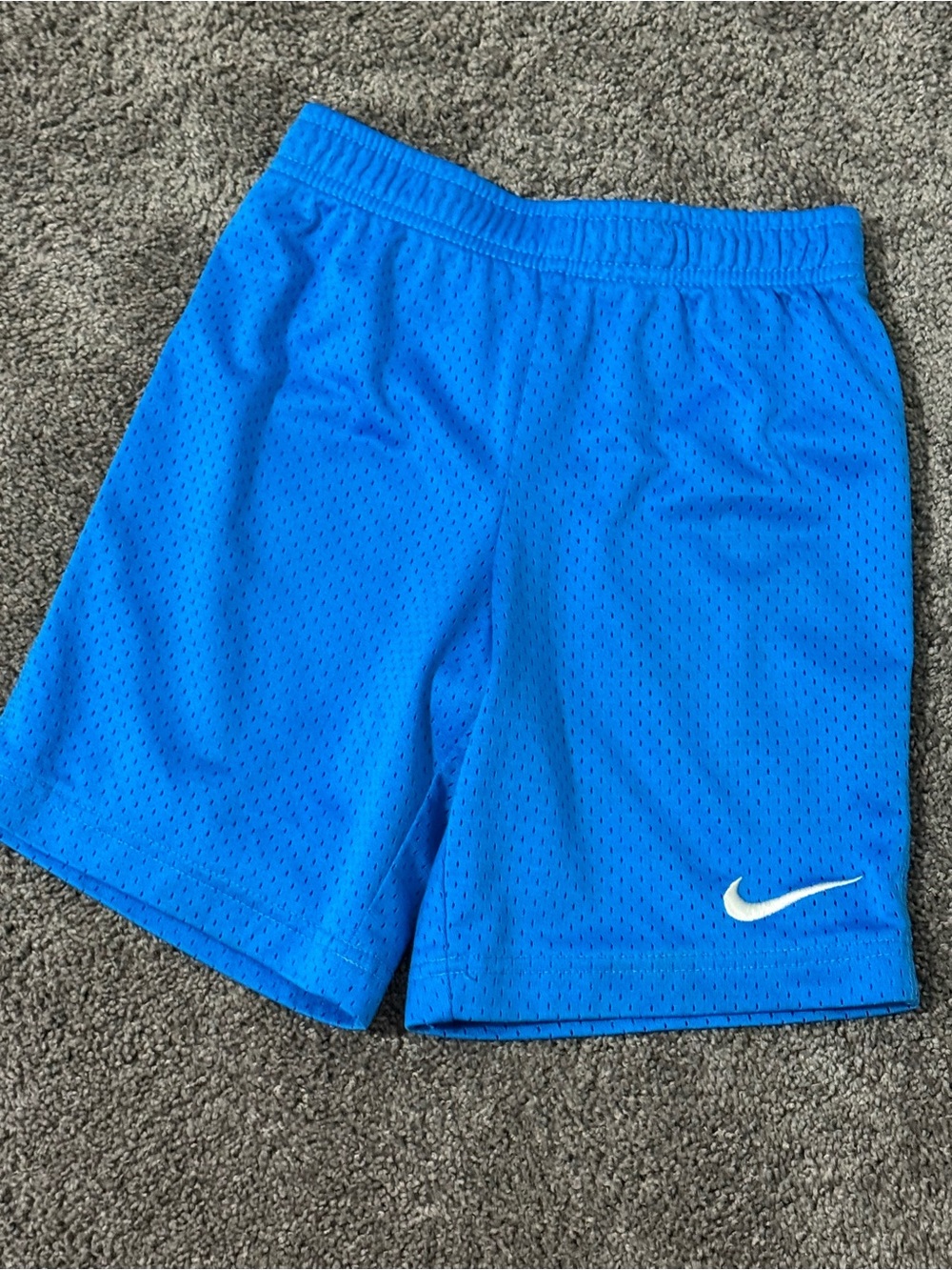 Nike Blue Athletic Mesh Shorts with White Swoosh Boys